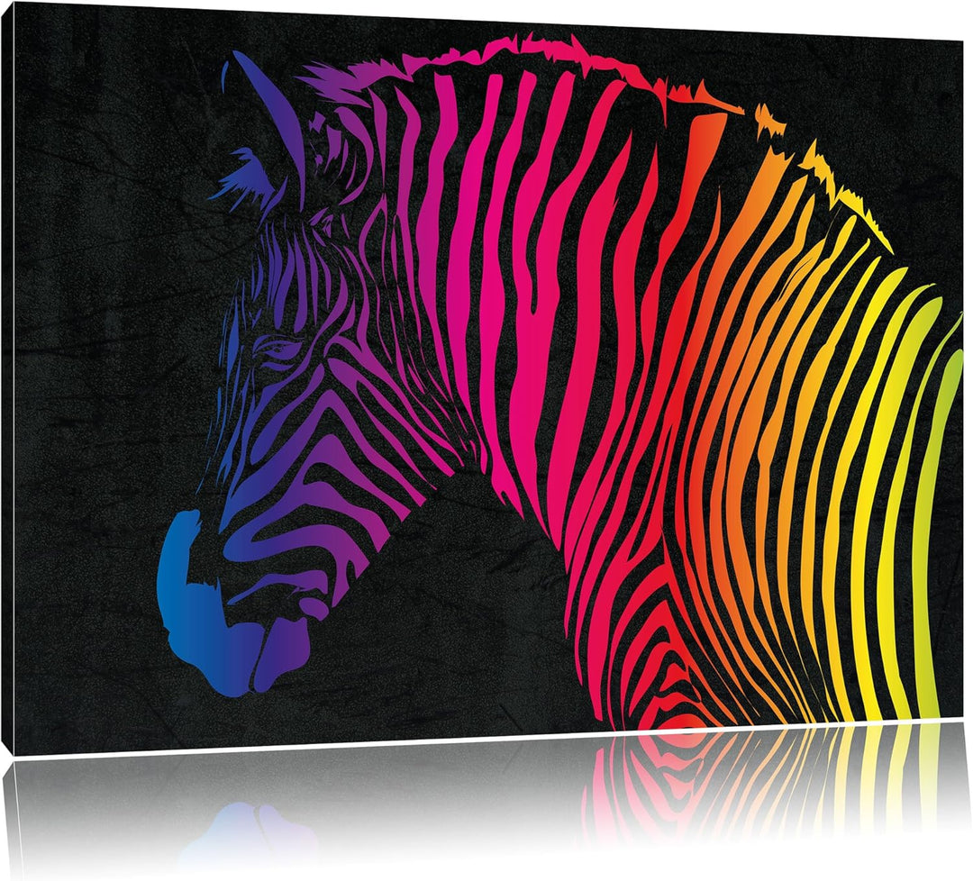 hübsches Zebra schwarz, Format: 100x70 auf Leinwand, XXL riesige Bilder fertig gerahmt mit Keilrahme