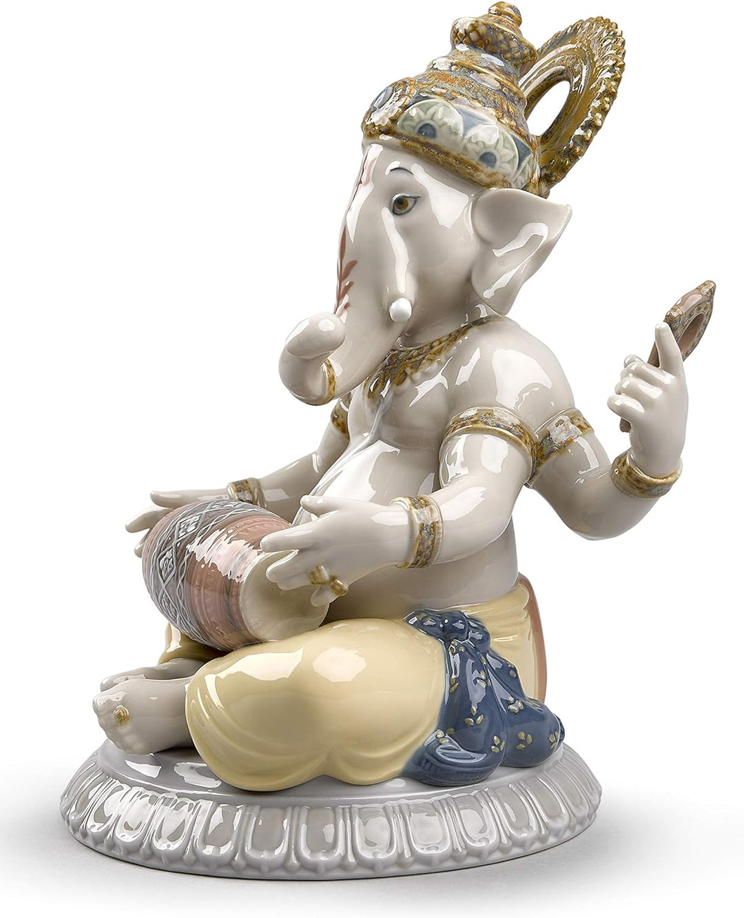 LLADRÓ Figur Ganesha Mit Mridangam. Ganesha. Porzellan.
