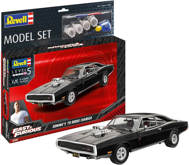 Revell 67693 Model Set F&F Dominixs 1970 Dodge Charger Fast & Furious Fahrzeug originalgetreuer Mode