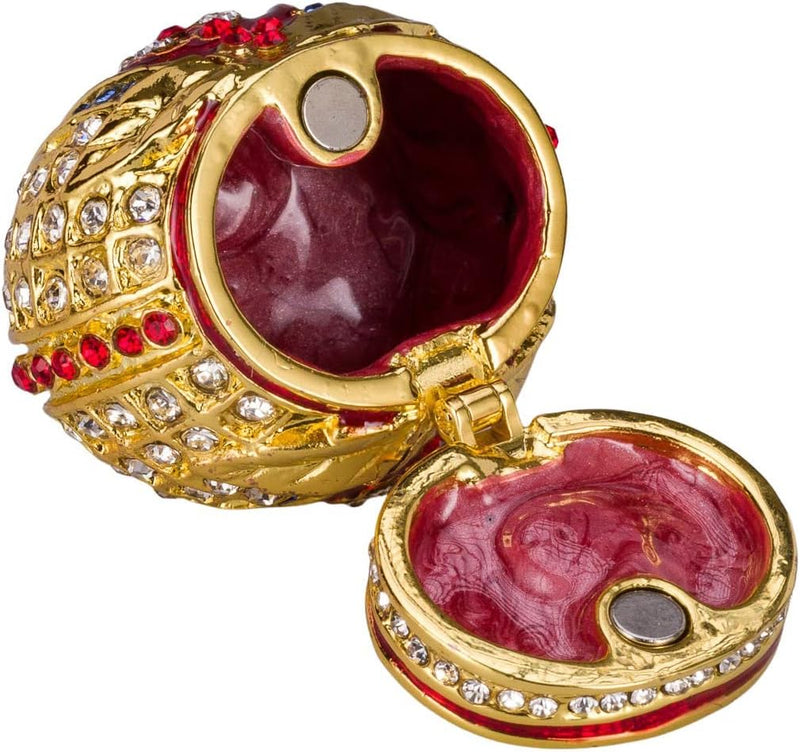 Danila-Souvenirs Fabergé-Stil Ei/Schmuckkästchen mit Kaiserkrone 12 cm rot