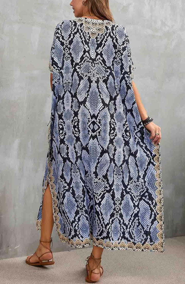 Orshoy Damen Bikini Cover Up Sommerkleid Lang Kaftan Maxikleid Strandponcho V-Ausschnitt Strandkleid