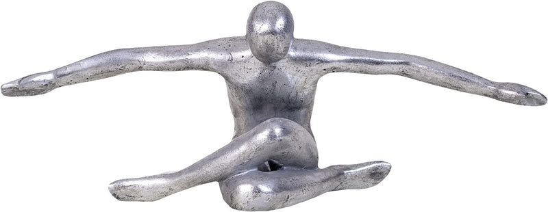 IDYL Moderne Skulptur Figur Sandsteinguss Flying Man | silberfb. | Masse 53x19x20 cm | Dekorationfig