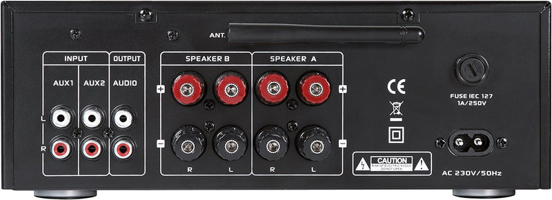 Dynavox Stereo Kompakt-Verstärker VT-80 schwarz, schraubbare Anschluss-Terminals für 4 Lautsprecher,
