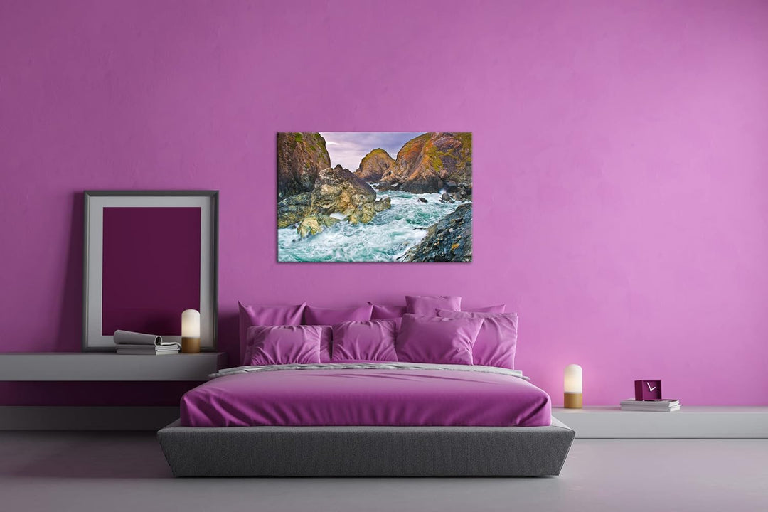 deyoli Felsige Küste von Cornwall Format: 80x60 als Leinwandbild, Motiv fertig gerahmt auf Echtholzr