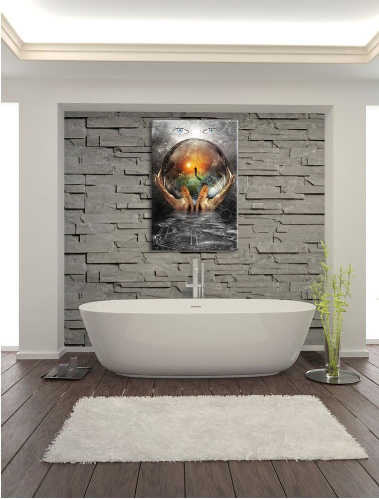 Pixxprint Glaskugel mit Hintergrund als Leinwandbild/Grösse: 100x70 cm/Wandbild/Kunstdruck/fertig be