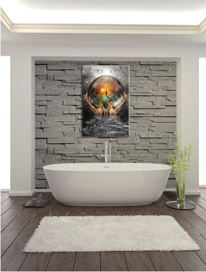 Pixxprint Glaskugel mit Hintergrund als Leinwandbild/Grösse: 100x70 cm/Wandbild/Kunstdruck/fertig be