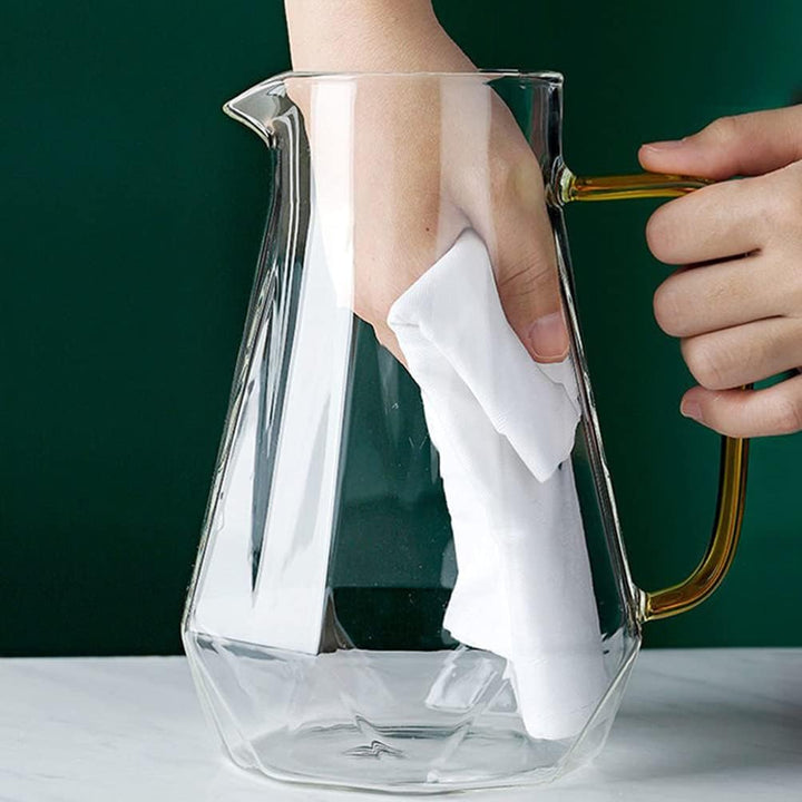 HEMOTON 2. 2L Glaskanne mit Holz Deckel Borosilikatglas Krug Eistee Kanne Glas Saftkrug Glaskrug Was