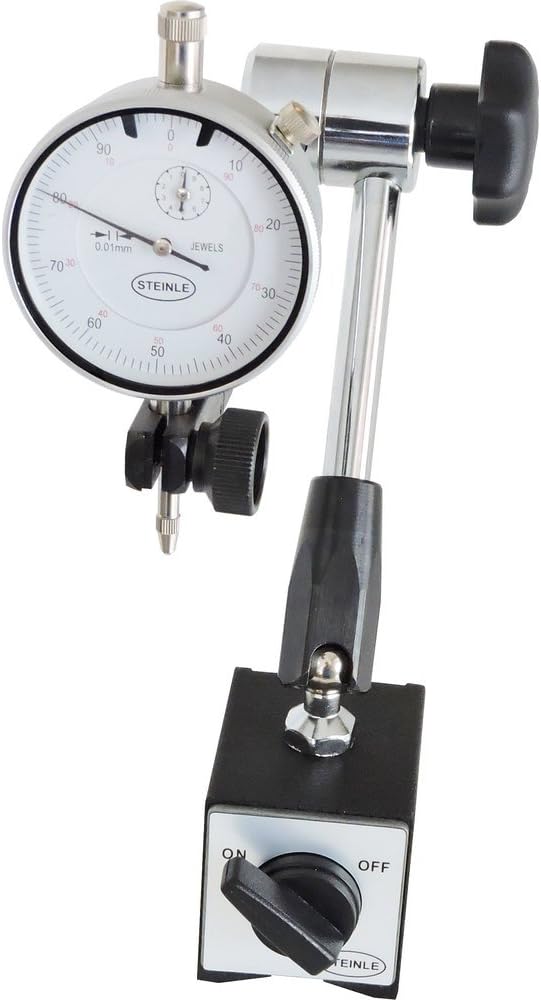 STEINLE Magnetstativ Messstativ Zentralklemmung inkl. STEINLE Messuhr im SET Messbereich 10/0,01 mm