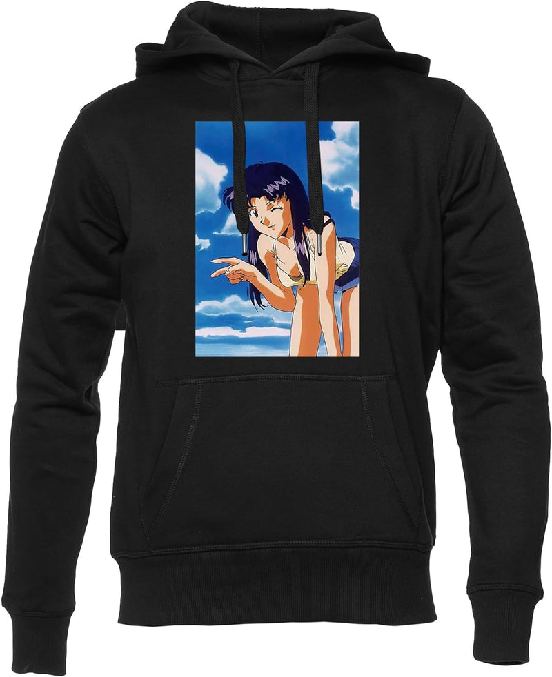 Generisch Misato Katsuragi Photograph Unisex Hoodie Herren Damen Schwarz Lange Ärmel Kapuzenpulli Me