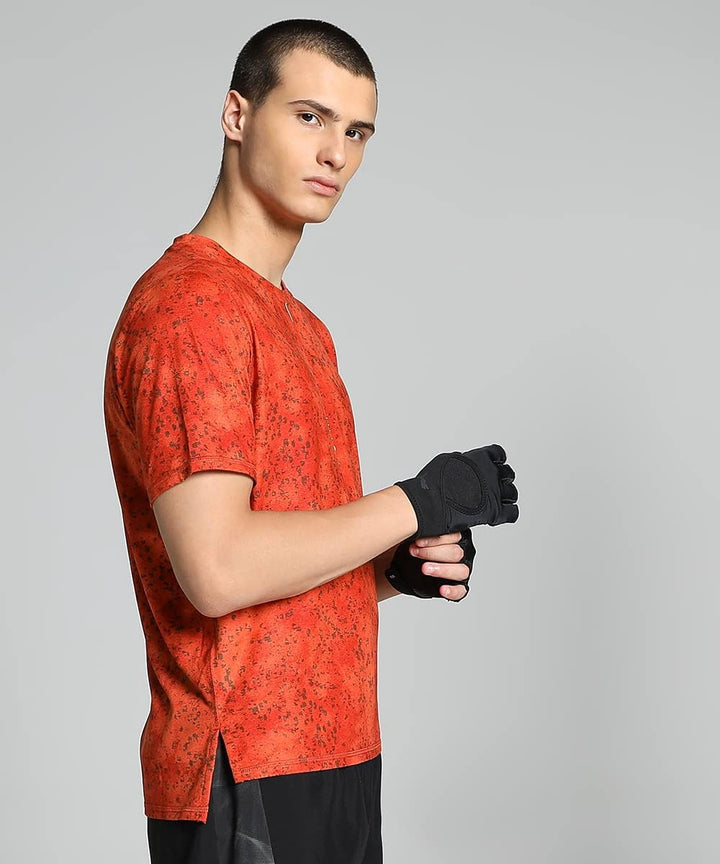 PUMA Herren Studio Yogini Lite Printed Trainings-T-Shirt XXL Chili Powder Orange, XXL Chili Powder O
