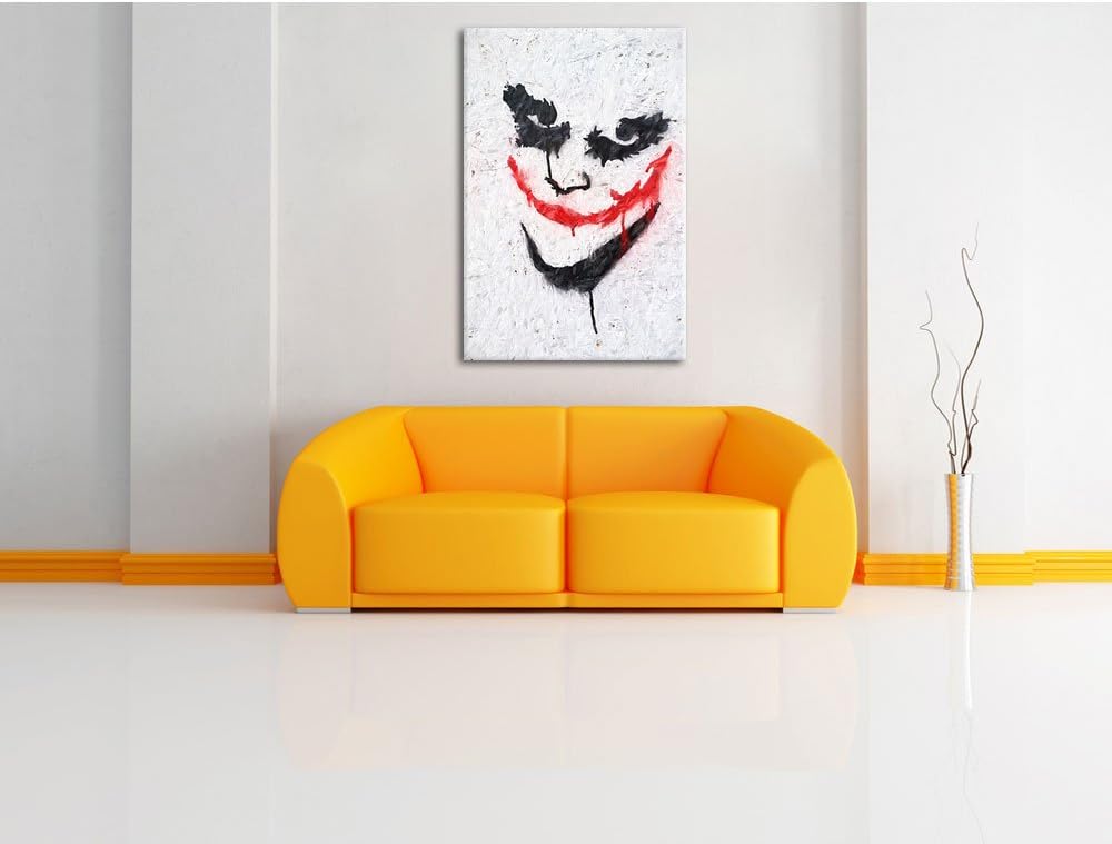 Joker Pinsel Effekt, Format: 100x70 auf Leinwand, XXL riesige Bilder fertig gerahmt mit Keilrahmen,