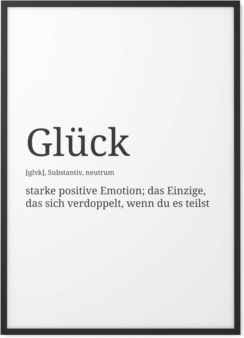 Papierschmiede® Definition: Glück, DIN A1 (59x84 cm), XXL Poster für Wohnzimmer, Schlafzimmer, Küche