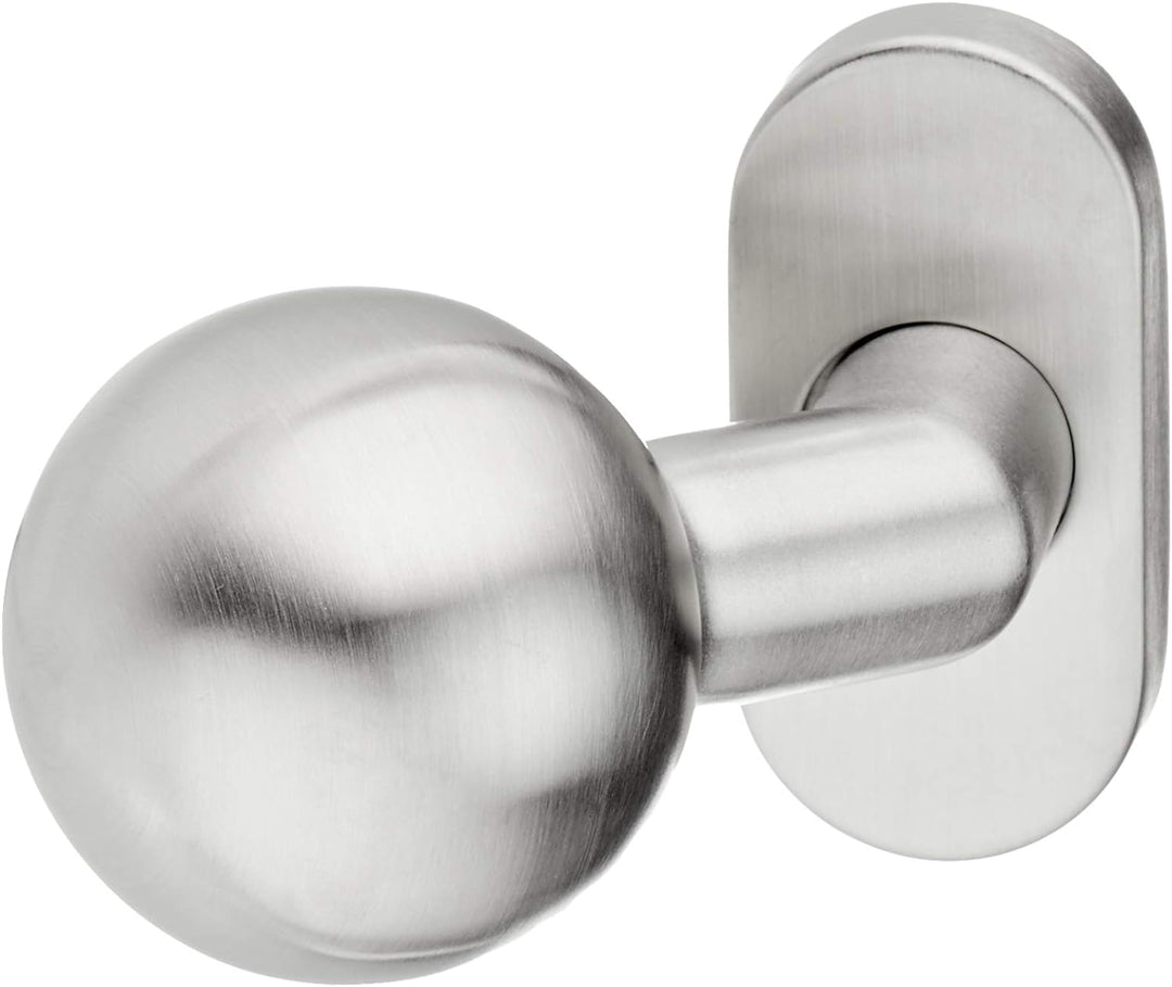 Marchesi Edelstahl-Türknopf auf ovaler Rosette | Fixknopf | Fixknauf | 1 Stück | Niro | Inox matt, m