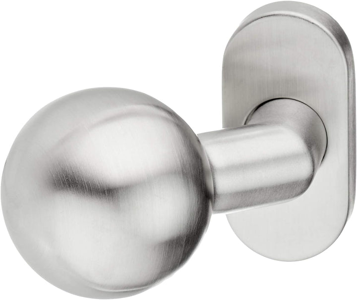 Marchesi Edelstahl-Türknopf auf ovaler Rosette | Fixknopf | Fixknauf | 1 Stück | Niro | Inox matt, m