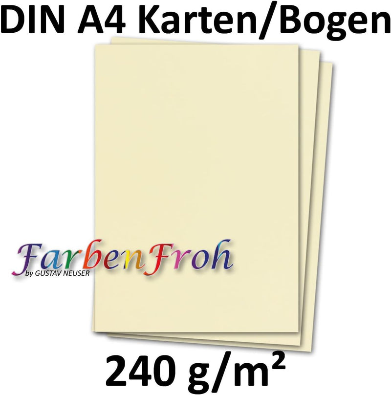 150 DIN A4 Papier-bögen Planobogen - Vanille (Creme) - 240 g/m² - 21 x 29,7 cm - Bastelbogen Ton-Pap