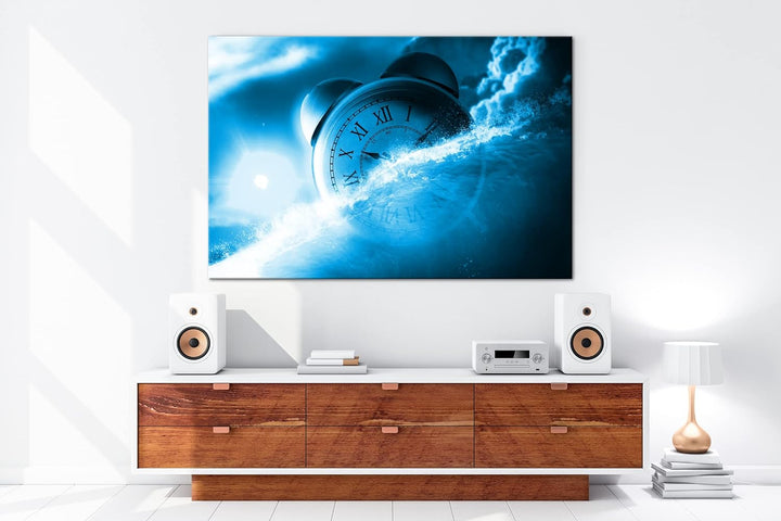 Der Fluss der Zeit Illustration Format 80x60 Effekt: Monocrome Blau als Leinwandbild, Motiv fertig g