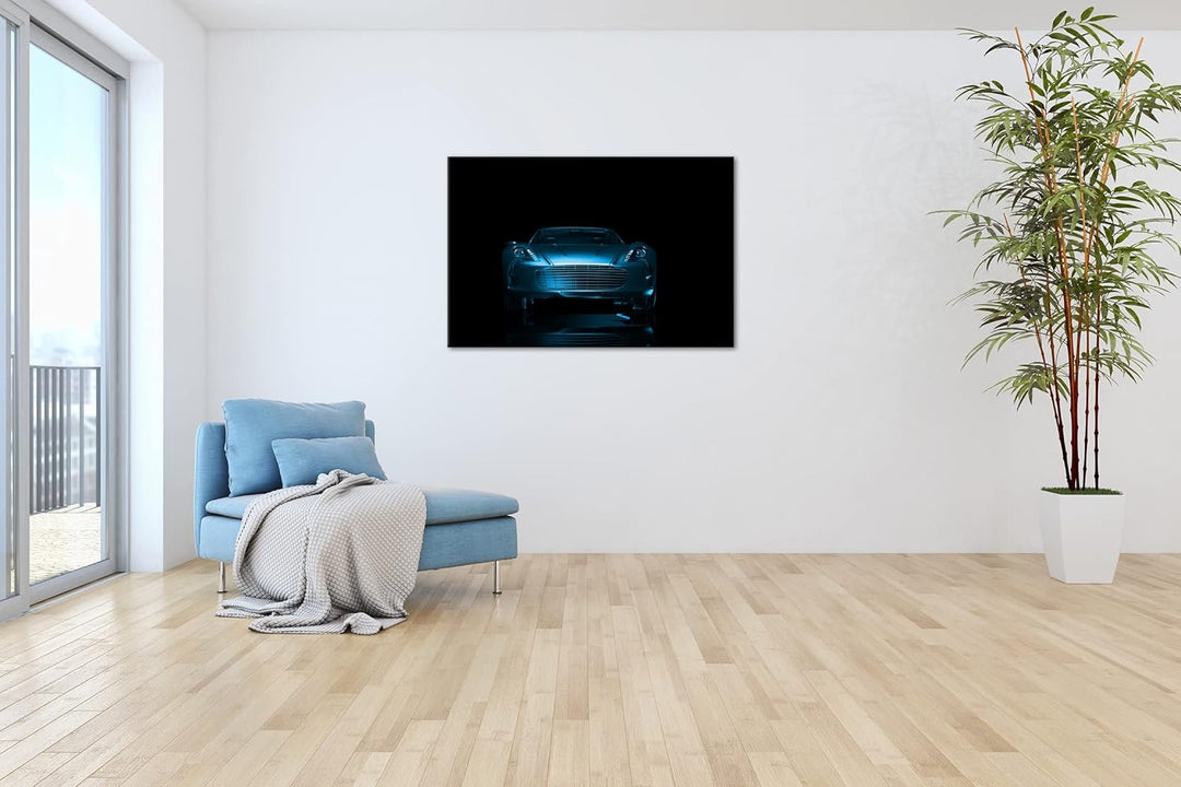 deyoli Dark Bronzefarbener Sportwagen Format 80x60 Effekt: Monocrome Blau als Leinwandbild, Motiv fe
