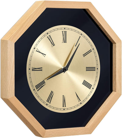 Navaris Analog Holz Wanduhr Achteck Design - 30 x 30 x 3,5cm - analoge Hängeuhr Uhr zum Aufhängen mi