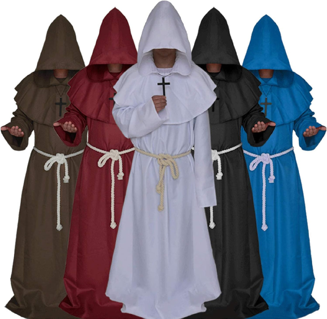 Mönchskostüm Erwachsene Herren Zauberer Priesterrobe Halloween Kostüm Outfit Mittelalterlicher Umhan