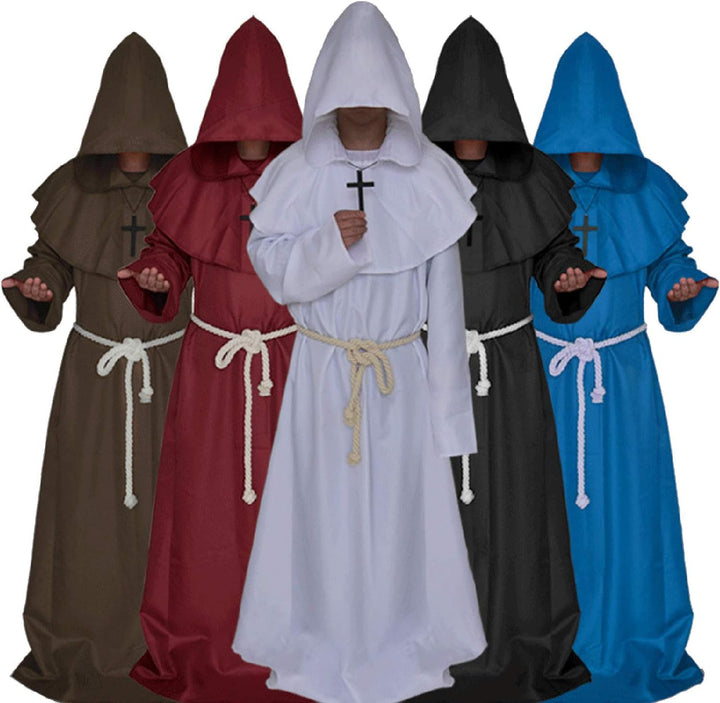 Mönchskostüm Erwachsene Herren Zauberer Priesterrobe Halloween Kostüm Outfit Mittelalterlicher Umhan