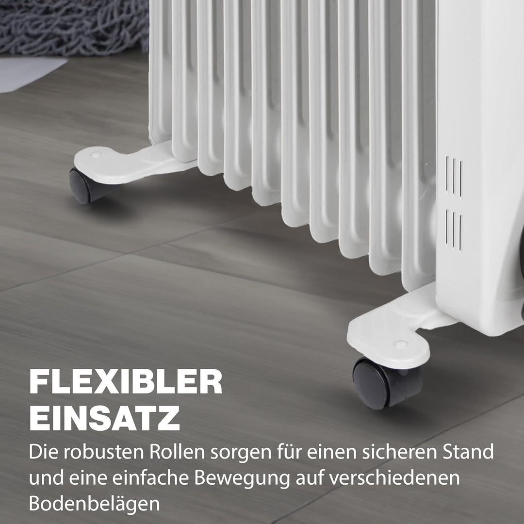 Clatronic® Ölradiator | Effiziente mobile Heizung | elektrische Heizung mit 11 Rippen | Radiator mit