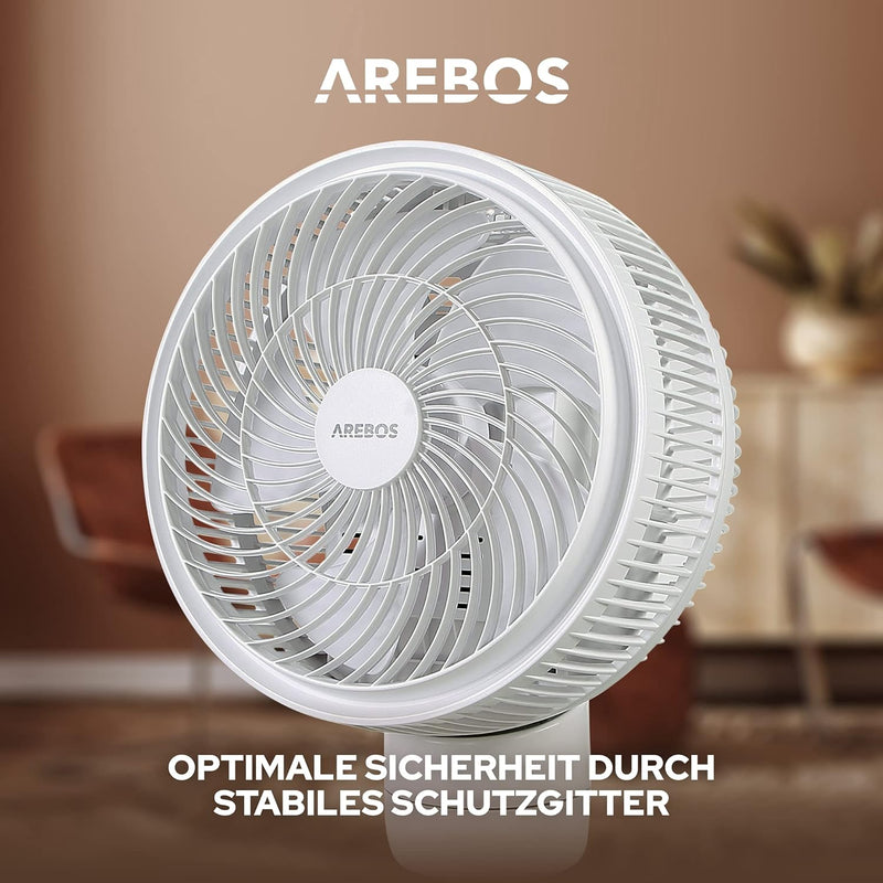 Arebos Ventilator 55W | 3D Oszillation | Ø 23cm | besonders Leise | höhenverstellbar, mit 4 Leistung