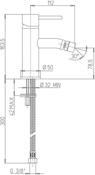 Paini - Cox 78YO304TC Einhebelmischer für Bidet aus Messing, schwarze und matte Oberfläche, attrakti