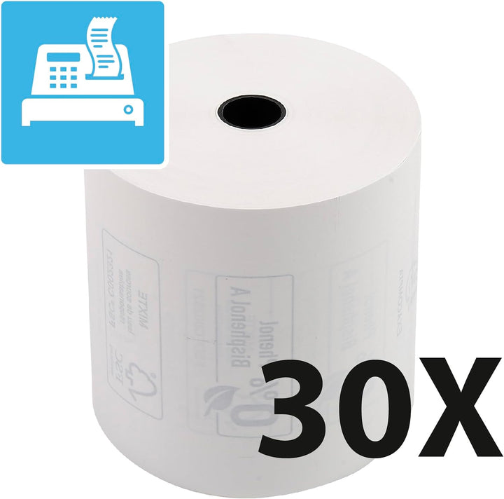 Exacompta 43818E 30er Pack Thermopapierrollen 1-lagig Breite: 80mm, Länge: 76m, Durchmesser Kern: 12