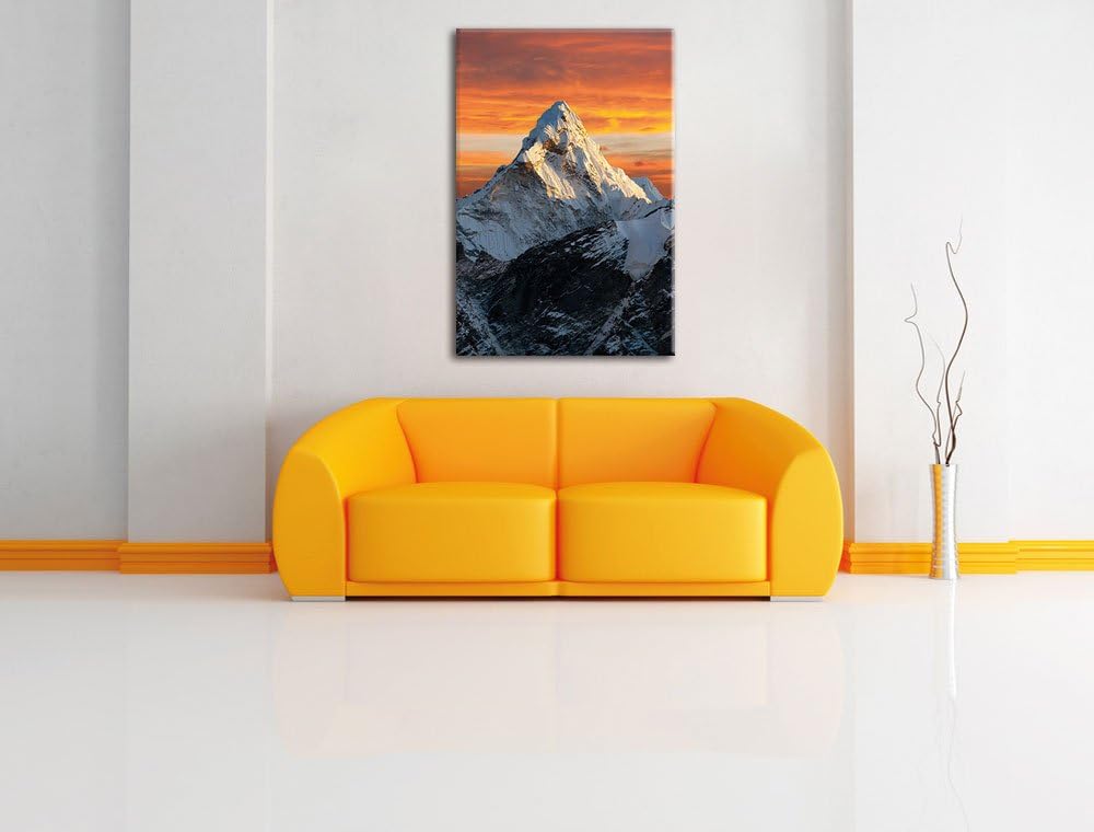 Berge in der Sonne, Format: 100x70 auf Leinwand, XXL riesige Bilder fertig gerahmt mit Keilrahmen, K