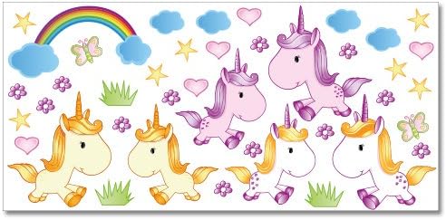 Wandkings Einhörner Wandsticker XL Set, 40 Aufkleber, Gesamtfläche 130 x 70 cm