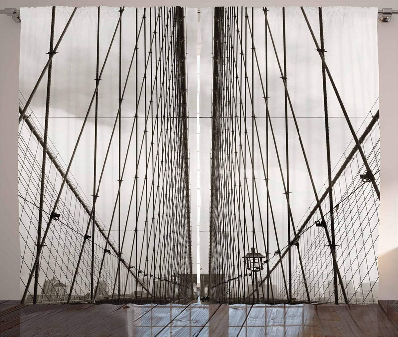 ABAKUHAUS New York Rustikaler Vorhang, Brooklyn Bridge Kabel, Wohnzimmer Universalband Gardinen mit