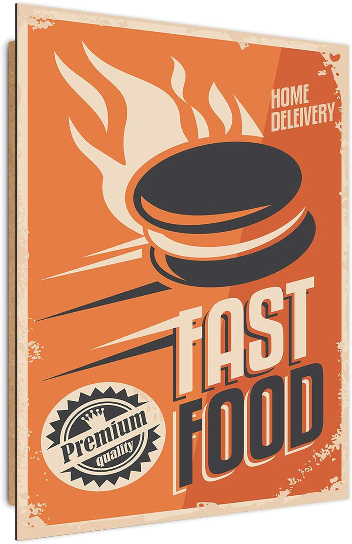 Feeby Wanddeko rostiges Schild Kunst modern Bilder Werbung Orange 60x90 cm Deco panel 60x80 cm Orang