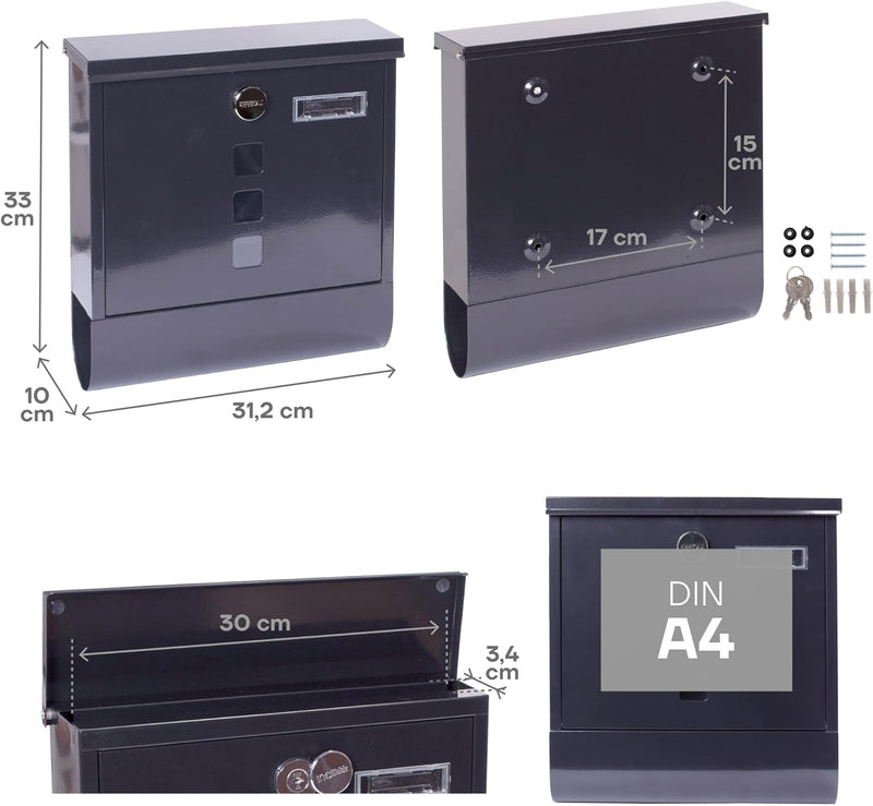 ARREGUI Chance E7005 Briefkasten aus Verzinktem Stahl mit Zeitungsrolle, Postkasten + Zeitungsbox, G