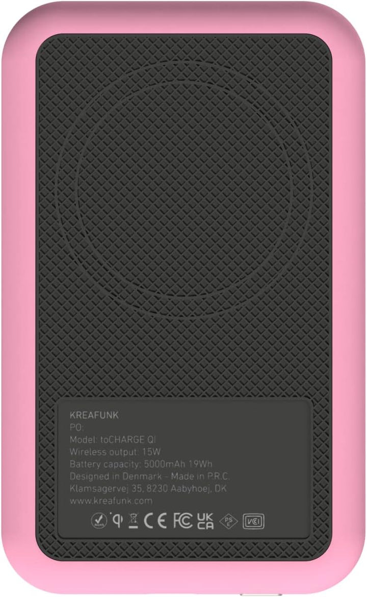 KREAFUNK toCHARGE Qi, Wireless Design-Powerbank Fresh Pink, Fresh Pink