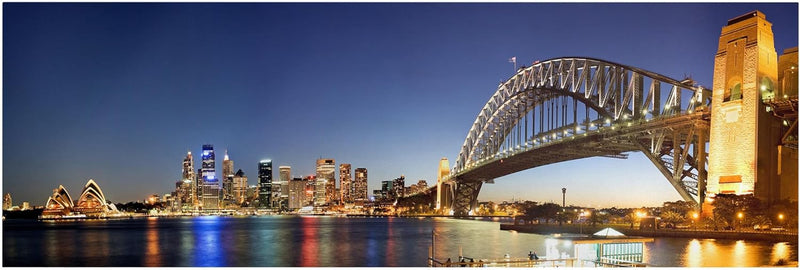 Bilderwelten Leinwandbild - Sydney at Night - Panorama Quer, 40cm x 120cm, 40cm x 120cm