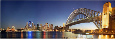 Bilderwelten Leinwandbild - Sydney at Night - Panorama Quer, 30cm x 90cm, 30cm x 90cm