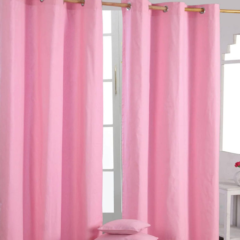 Homescapes Ösenvorhang Blickdicht rosa Dekoschal 2er Set Plain Colour Breite 137 x Länge 182 cm Vorh