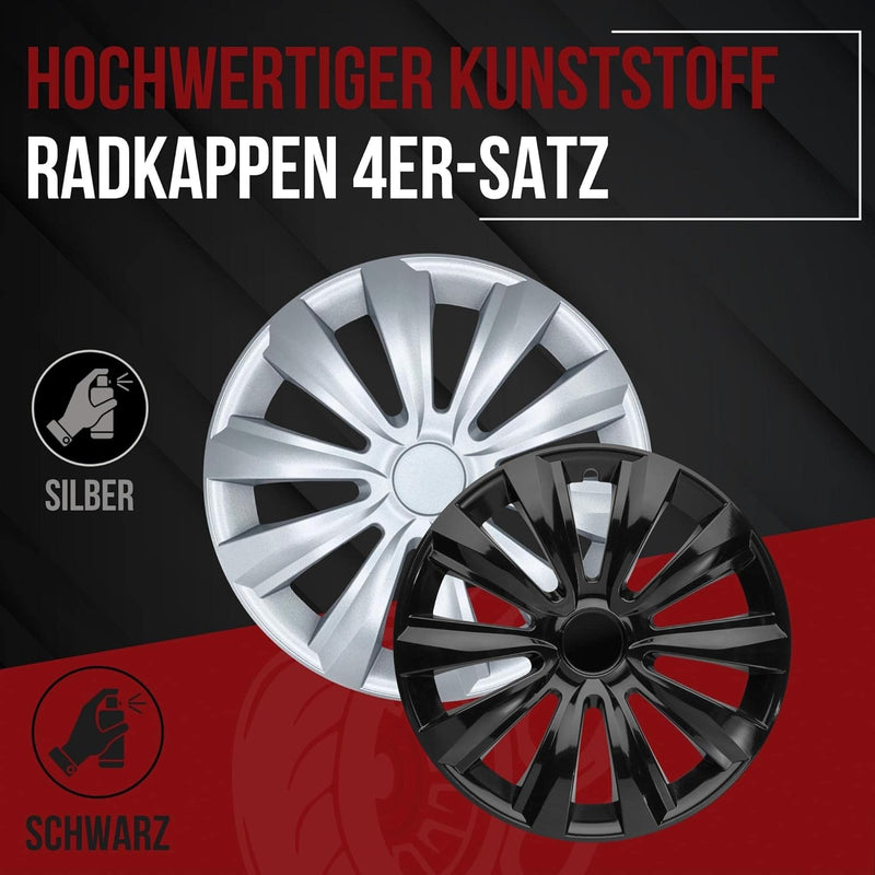 Albrecht 16 Zoll Radkappen schwarz für Stahlfelgen - Delta Radzierblenden aus hochwertigem Kunststof