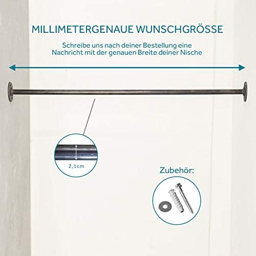 Kleiderstange Wandmontage zwischen zwei Wänden - Garderobenstange Nische nach Mass - Wand Kleidersta