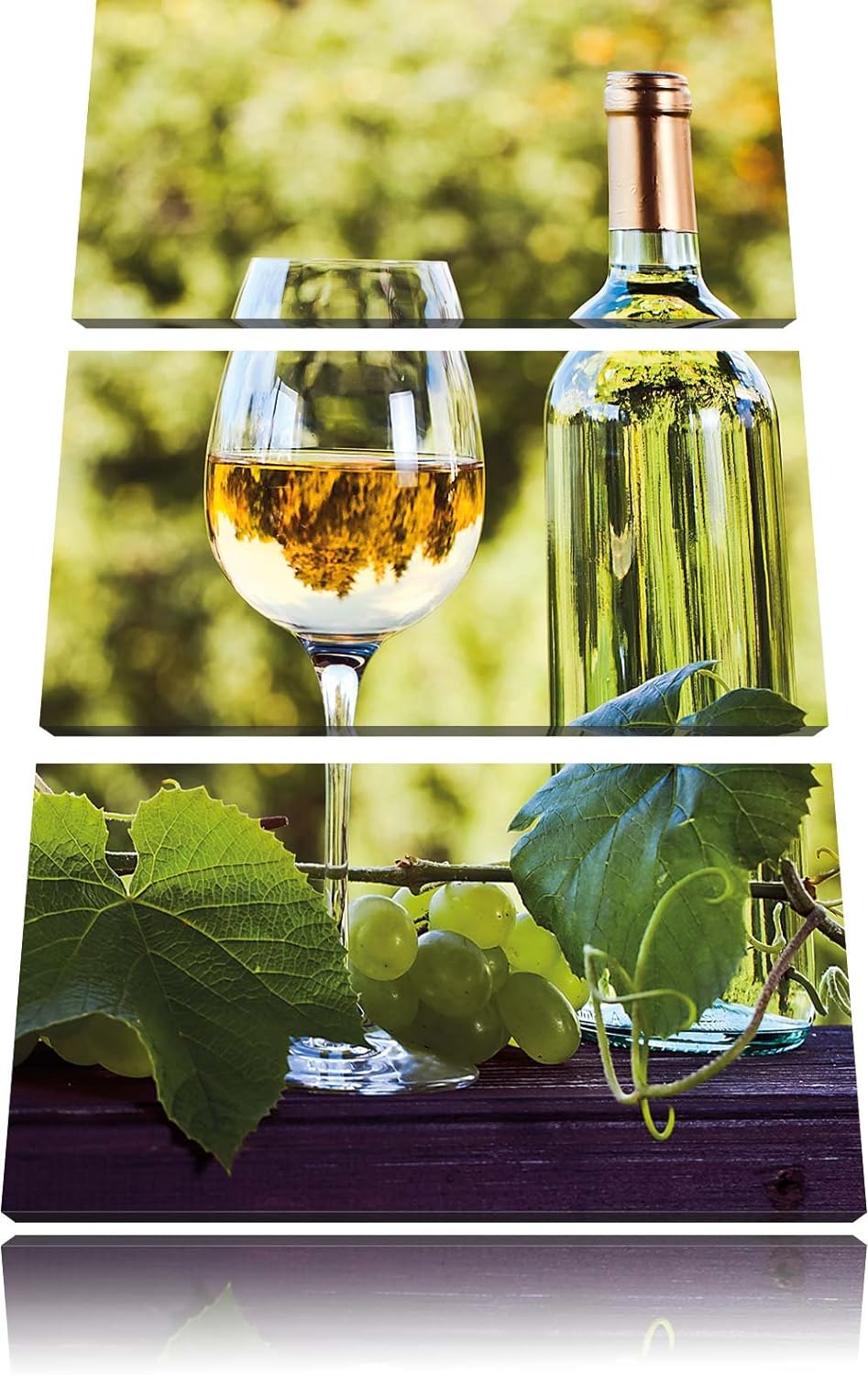 Pixxprint Wein und Weintrauben als Leinwandbild - Grösse: 3-Teilig (120x80cm) - Wandbild - Kunstdruc