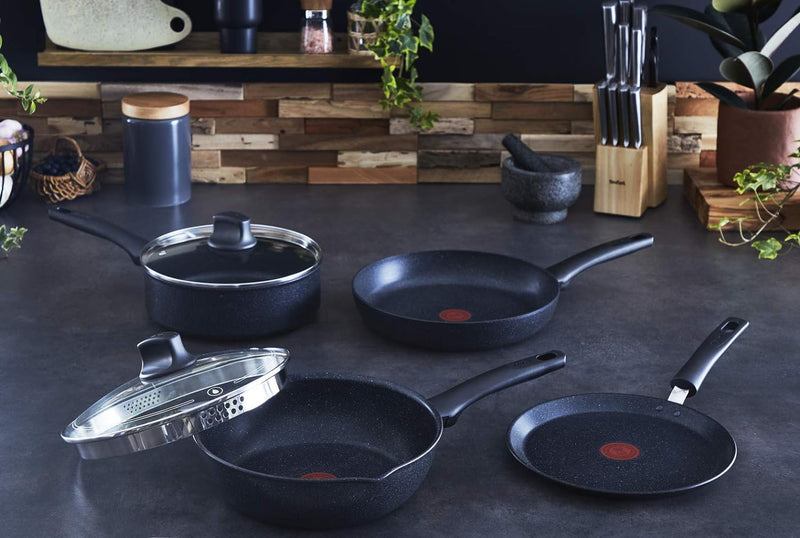 Tefal Bratpfanne G2813872 Crêpe Black Stone 25 cm, Antihaft-Beschichtung, Thermo-Signal Pfannen-Wärm