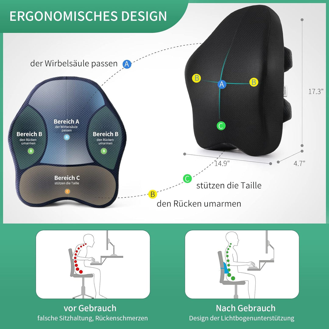 Lendenwirbelstützkissen lendenkissen bürostuhl Rückenstützkissen Stuhl Autositz Rückenstütze Ergonom