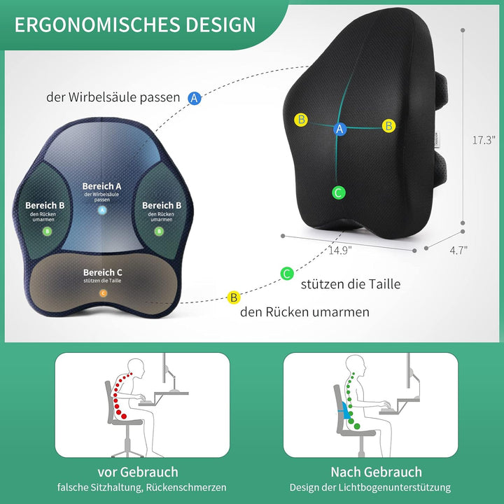 Lendenwirbelstützkissen lendenkissen bürostuhl Rückenstützkissen Stuhl Autositz Rückenstütze Ergonom
