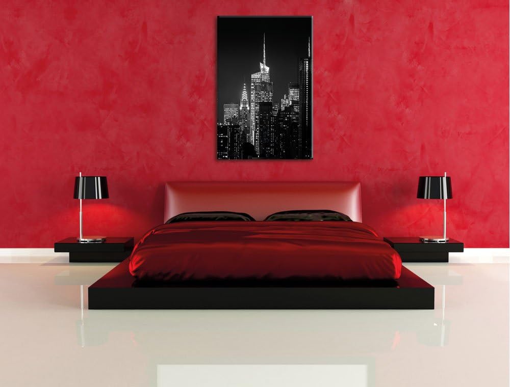 Pixxprint New York von Oben schwarz weiss als Leinwandbild | Grösse: 100x70 | Wandbild| Kunstdruck |