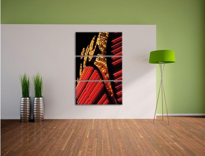 Pixxprint Dark Leuchtreklame 3-Teiler Leinwandbild 120x80 Bild auf Leinwand