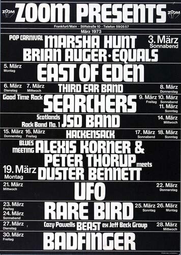 Zoom Club Frankfurt - Frankfurt März, Frankfurt 1973 » Konzertplakat/Premium Poster | Live Konzert V