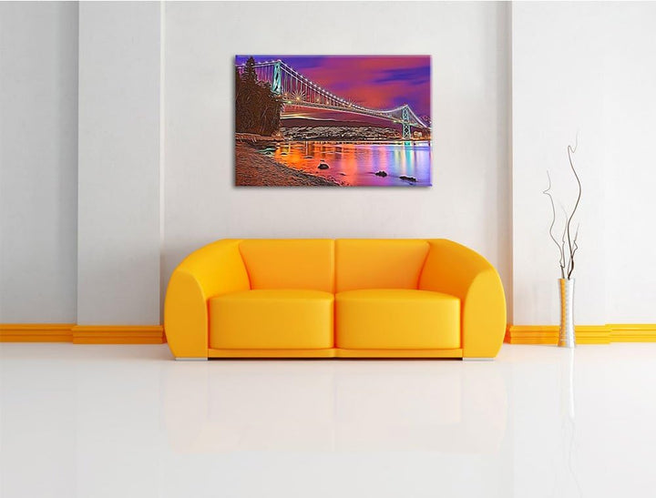 Lions Gate Bridge in Vancouver bei Nacht Deluxe Format: 100x70 cm auf Leinwand, XXL riesige Bilder f