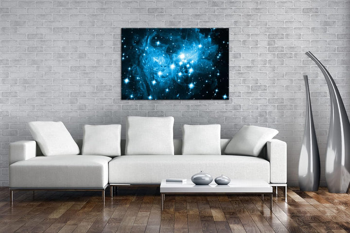 deyoli Galaxie V838 Format 80x60 Effekt: Monocrome Blau als Leinwandbild, Motiv fertig gerahmt auf E