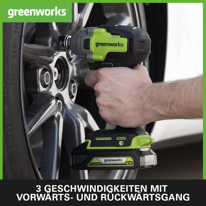 Greenworks GD24IW400 Akku Schlagschrauber mit bürstenlosem Motor, 0-2800 U/min, 0-4000ipm, 400Nm Dre