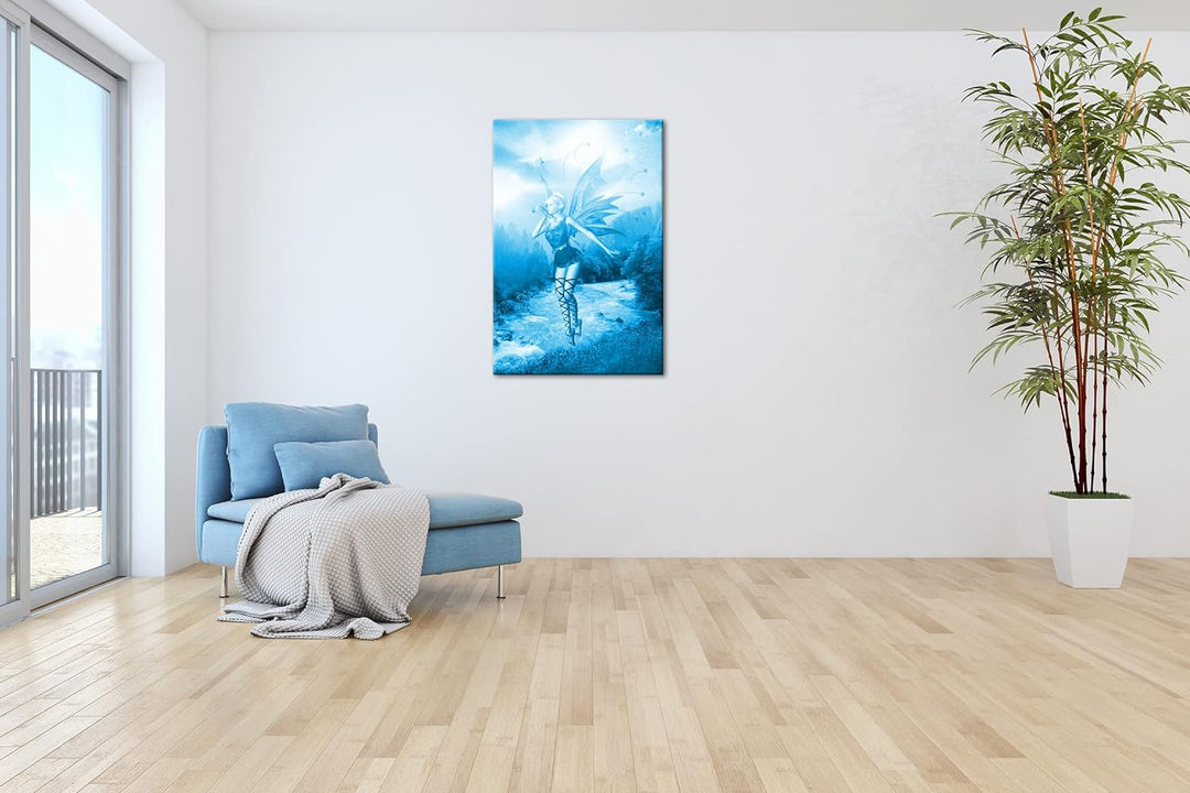 deyoli mystische Elfe Format: 80x60 Effekt: Monocrome Blau als Leinwandbild, Motiv fertig gerahmt au